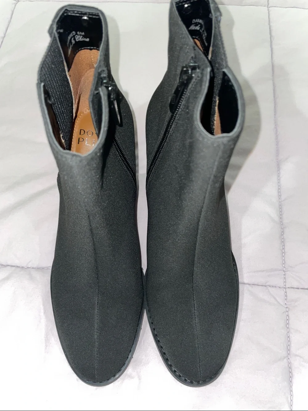 Donald J. Pliner faux suede Black Ankle Booties with Textured Block Heel - Picture 5 of 8